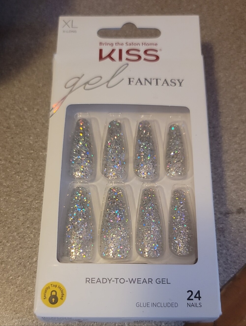 KISS Gel Fantasy Silver Holographic Glitter Ready-to-Wear Nails